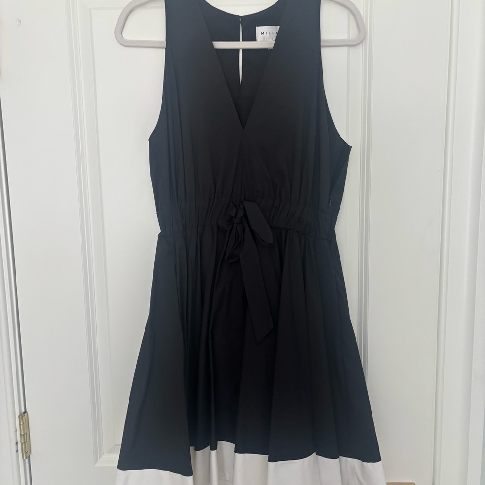 Milly Black and White V-Neck Dress